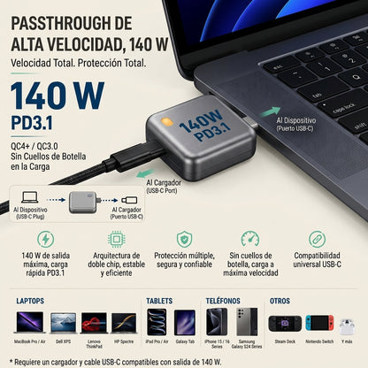 Cargador 140W – Desconexión Física Automática al 100%